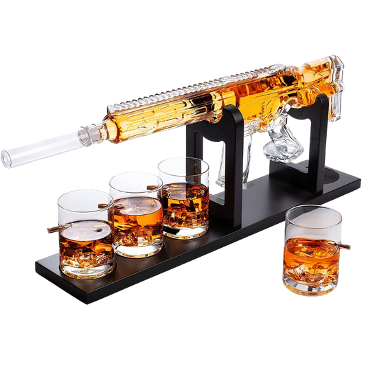 AR-15 Whiskey Decanter with Stand and 4 Glasses